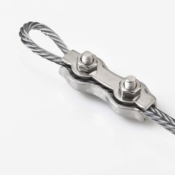 12 stk. Sølvfarvede kabelklemmer i rustfrit stål til 1,5 mm wire, kompatible med M2, dobbelt klemforbindelse