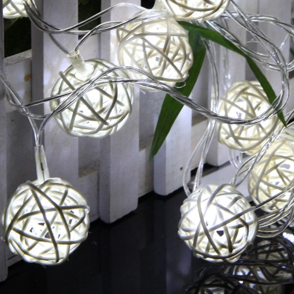 Handgjorda Rattan String Lights Batteridrivna Fairy Lights För