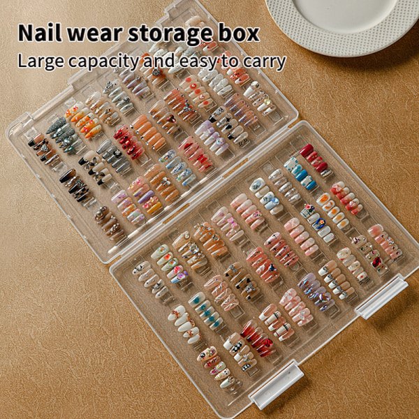 Falske negletips Neglekunst opbevaringsboks Container Tomme negletips S