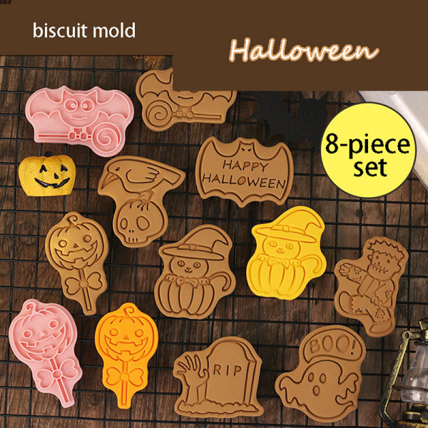 8 stycken Plast Halloween Cookie ter Plast Biscuit ters Ghos