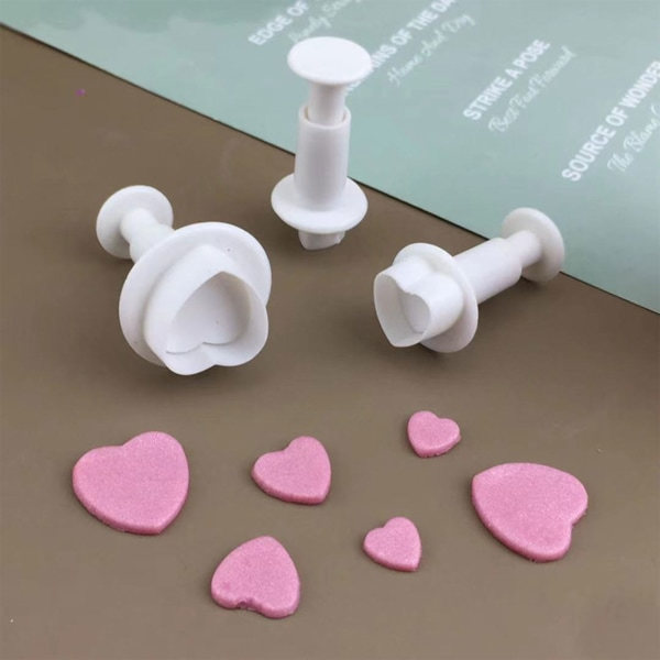 3st Kärlekshjärta Form Kök Kex Cookie Cutter Bakverk Kolv 3D Stämpel Die Fondant Tårta Dekorationsverktyg