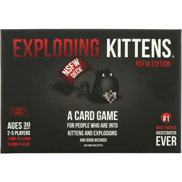 NSFW by Exploding Kittens - Kortspel för vuxna och tonåringar - Ett ryskt roulettekortspel (paketet kan variera) -svart