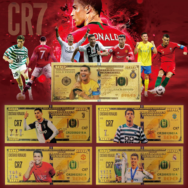 Ronaldo stjernefodbold mindebanksseddel europæisk cup perifer sand super liga souvenir perifer 10pcs and envelope 4