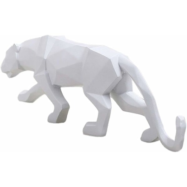 White Black Panther Skulptur Ornament Skulptur Geometriskt harts