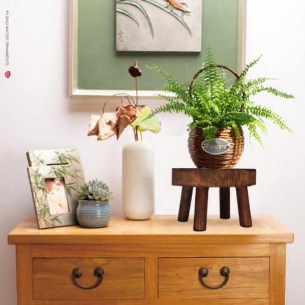 Nytt trestativ Blomsterpotteholder Pall Hage Blomster Di Brun B M Brown B M