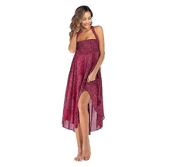 Lang boheme-nederdel i gypsy boho hippie-stil til kvinder rode