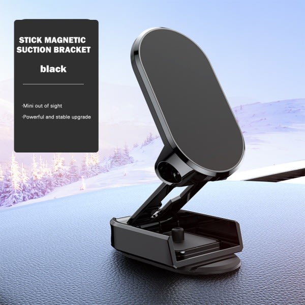 Stark magnetisk vikbar telefonhållare 360° rotation biltelefonhållare Svart