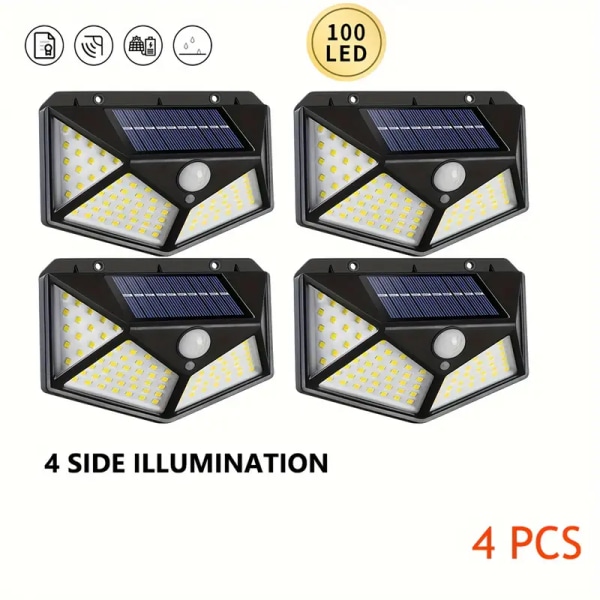 1/2/4/6/8 stk LED Lyskilde Bevægelsessensor Vægslampe, Udendørs Vandafvisende, Solcelle Vægslampe Til Have Græsplæne Terrasse Havegård Hegn Indkørsel 4pcs