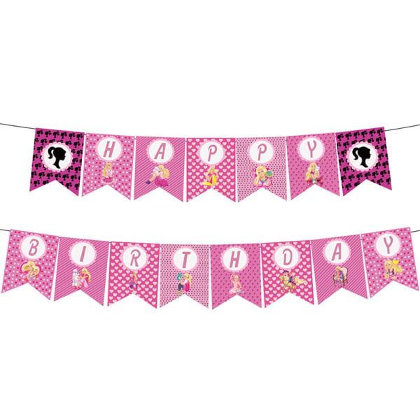 Barbie Temafest Dekoration Glad Fødselsdag Pink Barbie Anime 1 CDQ