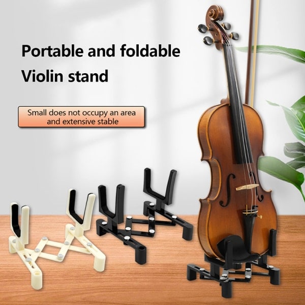 Justerbar holder til violinstativ - Sammenklappelig violinbøjle - Sort