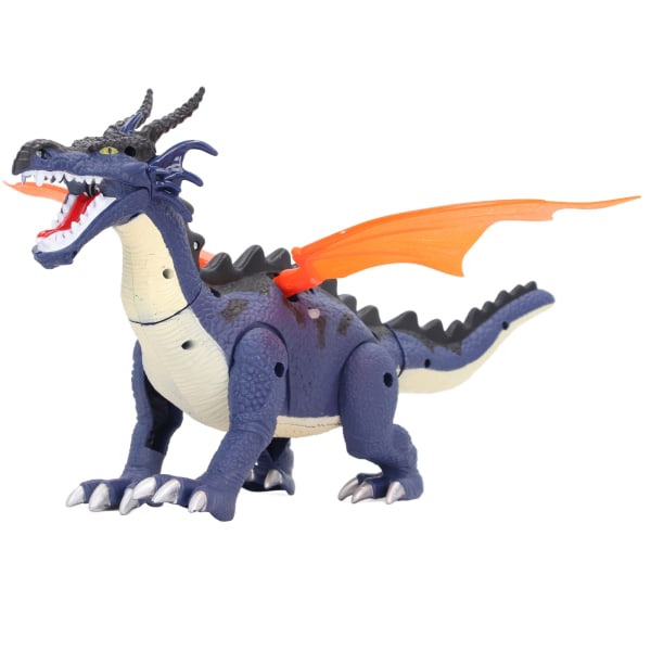 Elektrisk Walking Dinosaur Toy Kid Hjem Morsom Lyd Lys Dragon Toy med Simulert Flame Spray Blå