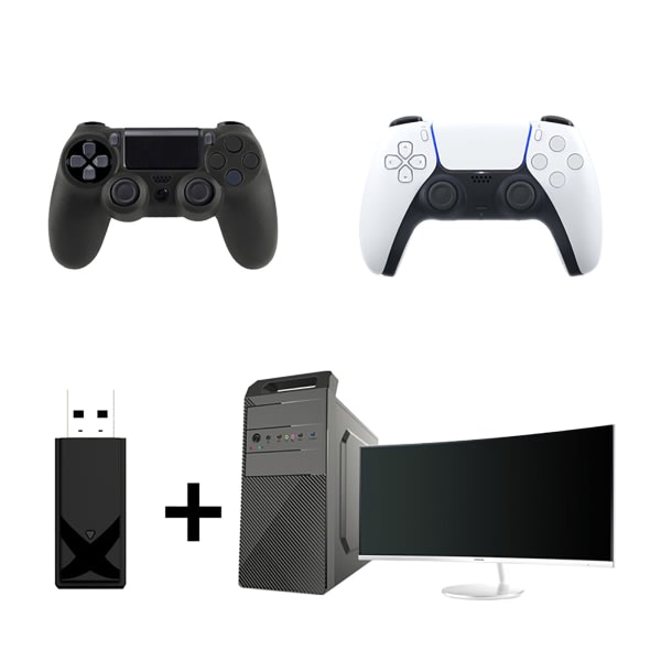Bluetooth-kompatibel USB-modtager BT5.0 til XB One/Steam Deck Controller PC trådløs adapter til Win7/8/10 bærbare computere Sort