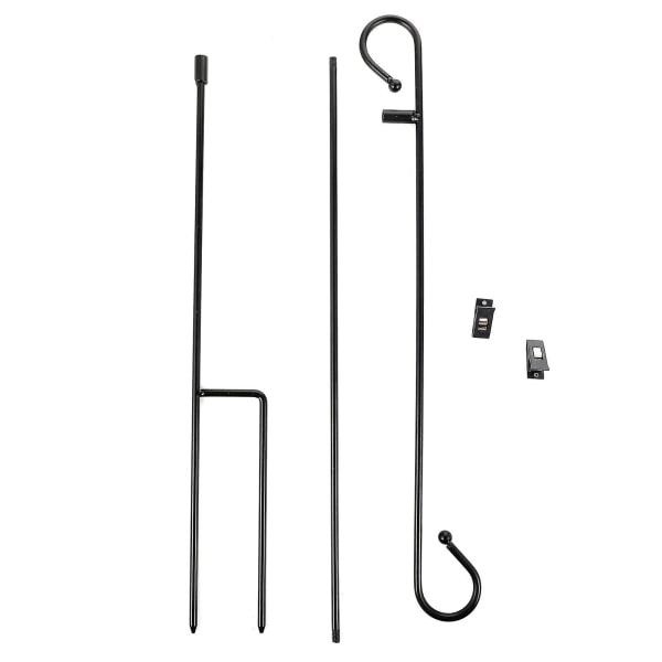 Haveflagestang til haven Udendørs bannerbeslag Haveflagestangsholder med 2 clips Sort 82X44,5cm Sort 82X44,5cm