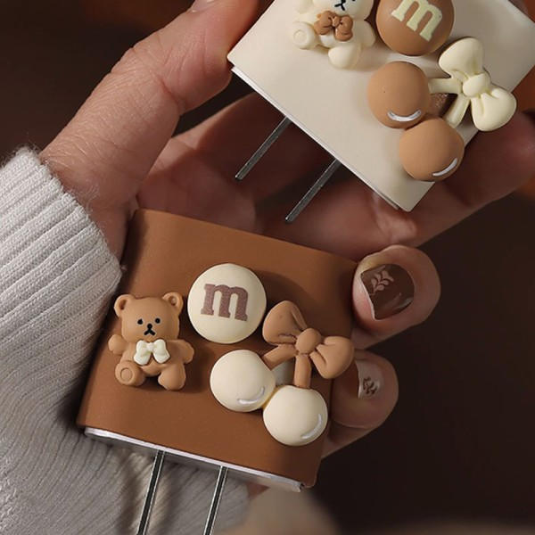 IPhone13 e Cartoon 3D Lille Bjørn Jente IPAD PD20W Lader USB P A4