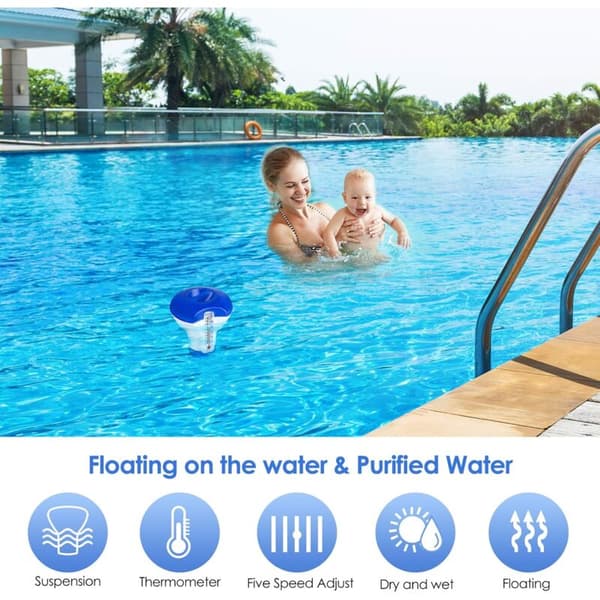 Flytande pooldispenser med termometer, automatisk dispenser, flytande spa-diffusor, dispenser för pool, damm, spa