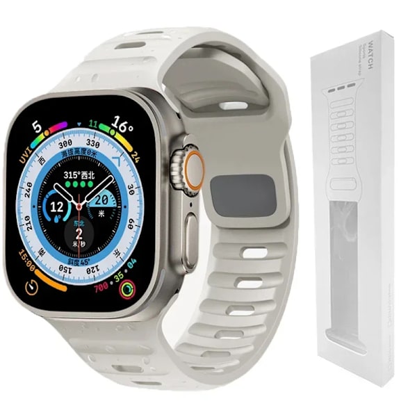 Silikoniranneke Apple Watchille 49mm 44mm 45mm 40mm 41mm 42mm 38mm Ultra 2 Sport-ranneke iWatch Series 9 8 7 6 5 se starlight-BOX19