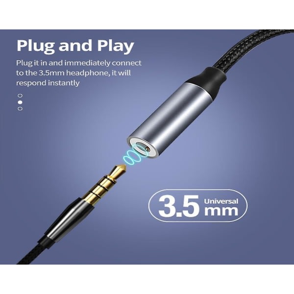 USB C til 3,5 mm lyduttak, type C til hodetelefonadapter Aux Dongle Hi-res Dac Chip Hodetelefonkabel Konverter (FMY)