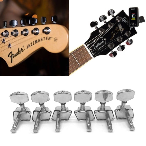 3R3L sølv låst streng for Key Tuner Maskin for Head Halvcirkelknapp for elektrisk gitar Schaller Style Lock