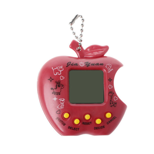 Elektronisk kjæledyrspillmaskin Transparent for Apple Shape Virtual Pet Puslespill for Tamagotchi Nøkkelring Bursdagsgave fo