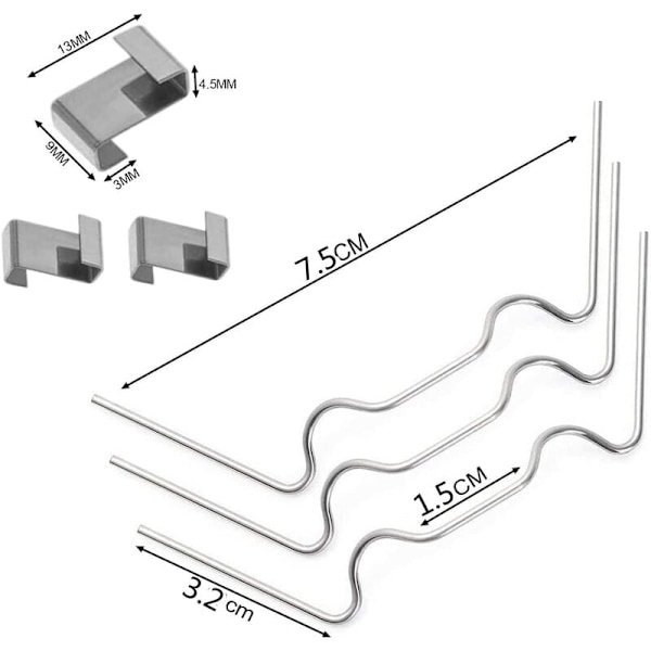 60 W-clips & 60 Z-clips för växthusglaspaneler, rostfritt stål, 120 st set