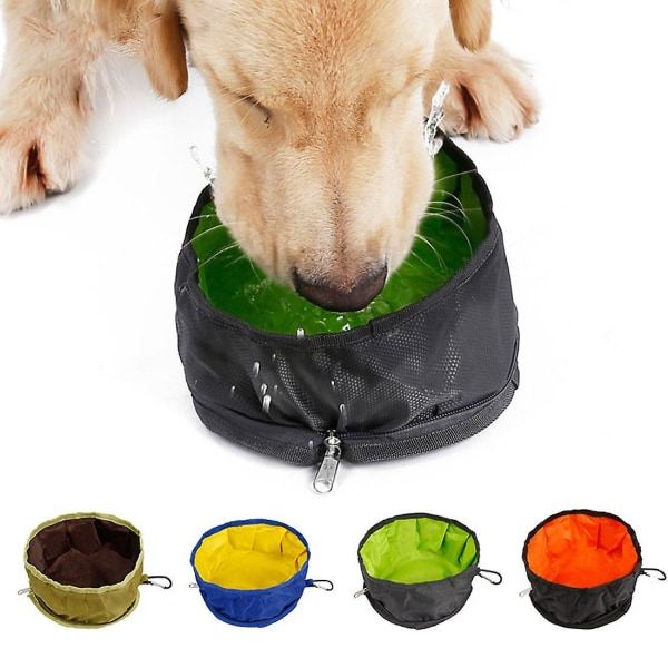 Foldbar Hundeskål, Rejsekål til Hund, Bærbar Vandskål til Dyrefodring, 1 stk Sort