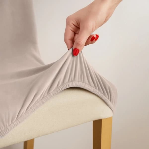 Stolsöverdrag Sammet / Överdrag till Stol - 6 st Beige Beige