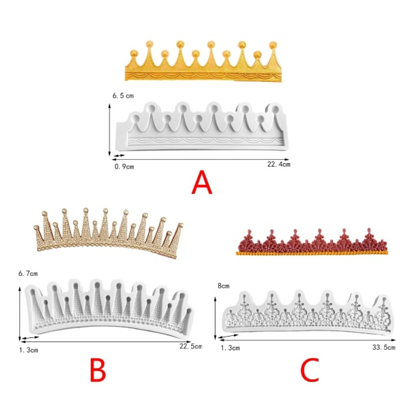 Kakeformer i silikon i form av krone for baking av kakefondant sjokolade null - Stil 1
