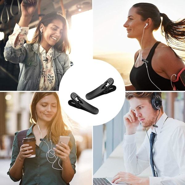 Hodetelefonklemme Kabelholder for klær for å holde hodetelefoner/mikrofonkabel på plass, svart, 6 stk