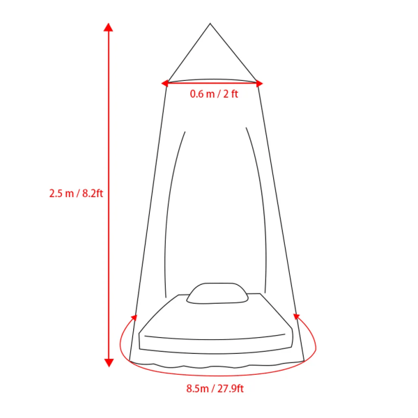 Universal Sengteppe Dome Myggnett Henge for Enkelt til King Size Hengekøye Spjelseng Myggnett