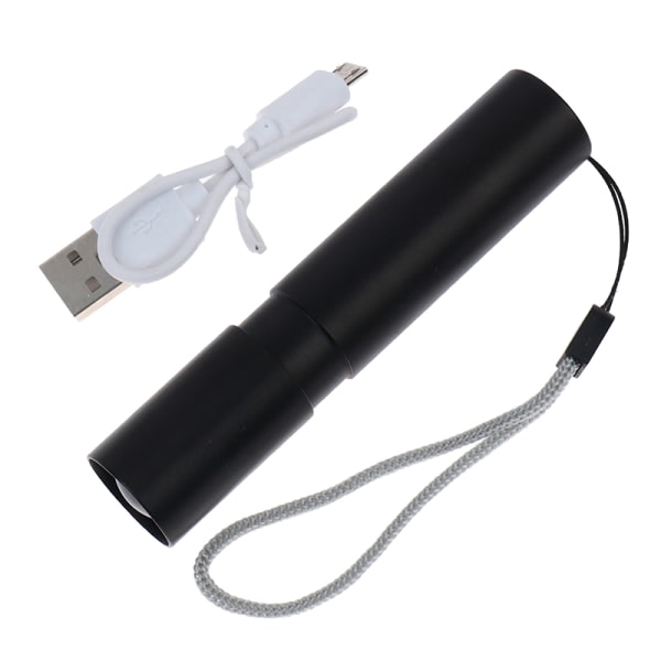 Super Bright Mini Light 3 lägen USB Uppladdningsbar Mini Ficklampa Svart en one size Black one size