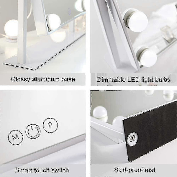 Hollywood Spegel 12 LED-lampor Hollywood Spegel, 3 färgbelysningslägen (Endast lampor) 2025:e