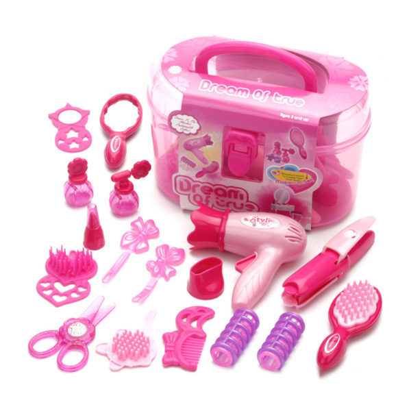 Barn låtsas för att leka Kid Make Up Toys Set Frisörsimulering Cosmetic