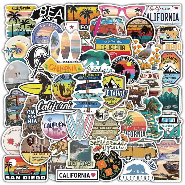 50 Kalifornien vattenflaska klistermärken Vinyl vattentäta klistermärken Notebook Bagage Scrapbook Gitarr Skateboard Rese klistermärken