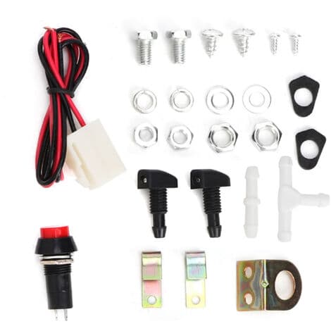 12V 1.8L Universal Windshield Washer Kit – Cleaning Pump with Accessories – Easy Installation for a Clean Windshield