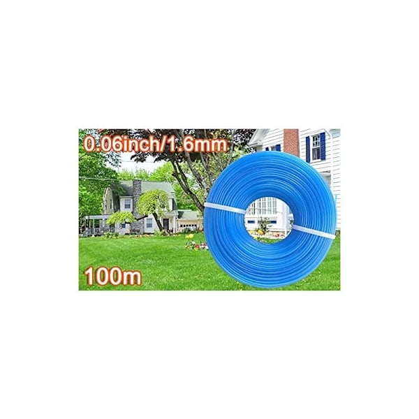 1,6 mm nylon trimmerlinje erstatning, 100 m rund skæretråd til buskrydder