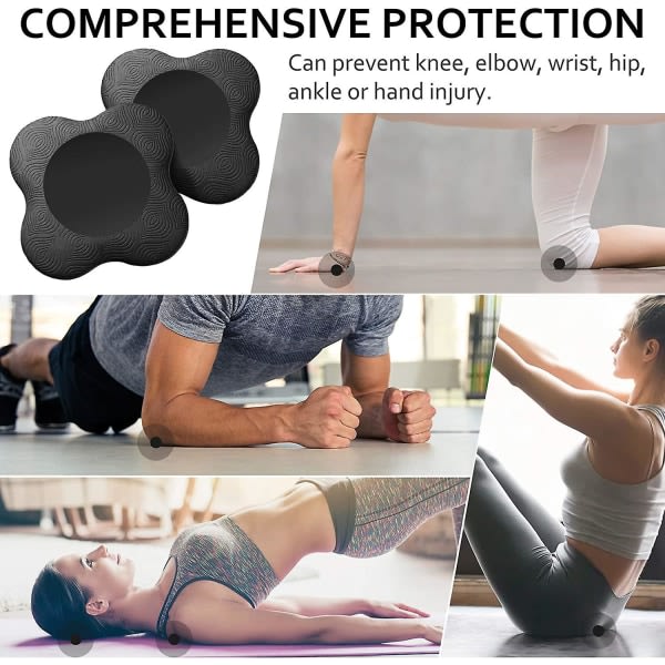 2-pakks yoga kneepads, yoga kneestøtte Komfortable lettvekts yoga kneepads, svart