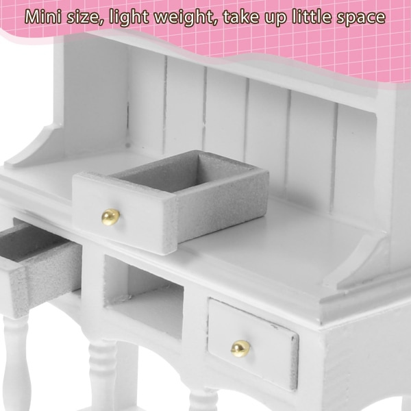 Nukkekoti Mini Vitriini Kaappi Miniatyyri Vitriini Malli Nukkekoti Mini Huonekalut（10,5x4,1x18cm，Valkoinen）