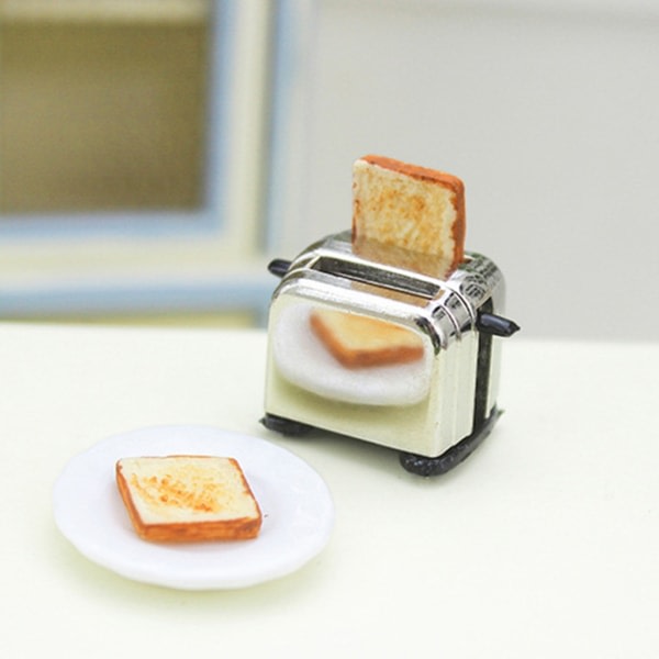 1:12/1:6 Mini Brødrister til Dukkehuse Brødbager Miniature Mini Brødrister Dukkehuse Brødbager Dukkehuse Køkkenredskaber null - Sort baggrund