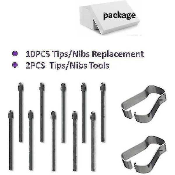 10 stk Markeringspenn-spisser/spetsar Erstatning for Boox Pen2 Pro, Tab X,max Lumi2, Note Air2, Note Air2 Plus, Nova Air C Stylus Pen (10 stk Tips/svart)