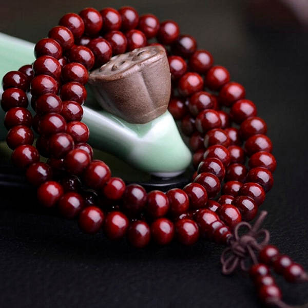 Santelipuun tiibetiläinen buddhalainen Mala-rannekoru, 108 helmeä, vihreä Green