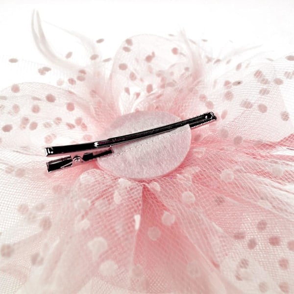 Fascinator-hattu Kukkakoristeella, Verkkonauhalla ja Höyhenillä, Hiustarralla ja Piikillä, Cocktail- ja Teepuutarha-Pääkoriste Tytöille ja Naisille 03blush Pink