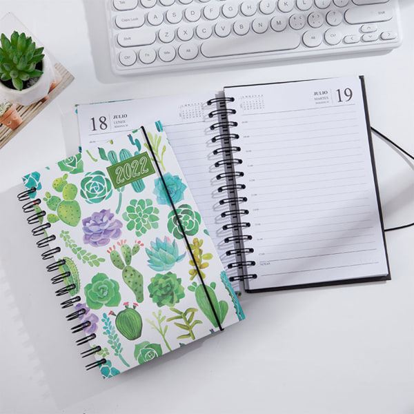 2022 Planner Kalender Inbunden Planner Schema Skrivbordsjournaler Anteckningsblock 365-dagars Självdisciplinschema för Kvinnor Män A5