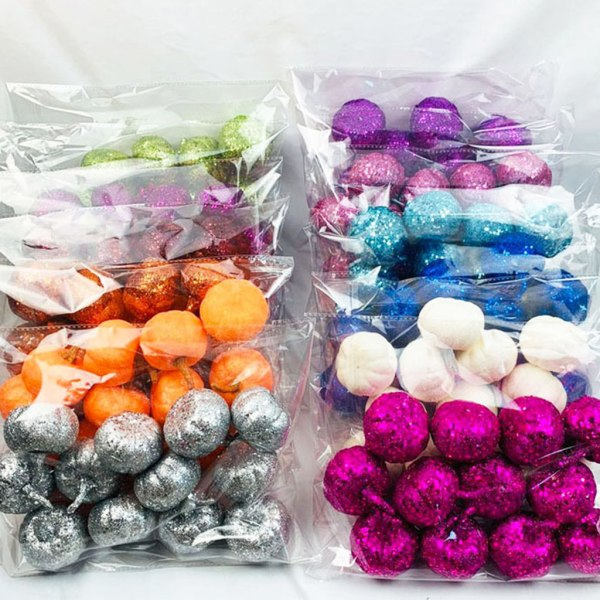 12 stk kunstige mini metalliske glitter paljetter gresskar for festbord dekor DIY Dyp Blå
