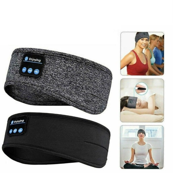 Ögonmask Sömnhörlurar Bluetooth 5.0 Pannband Trådlös sportmusikhörlur Svart Black