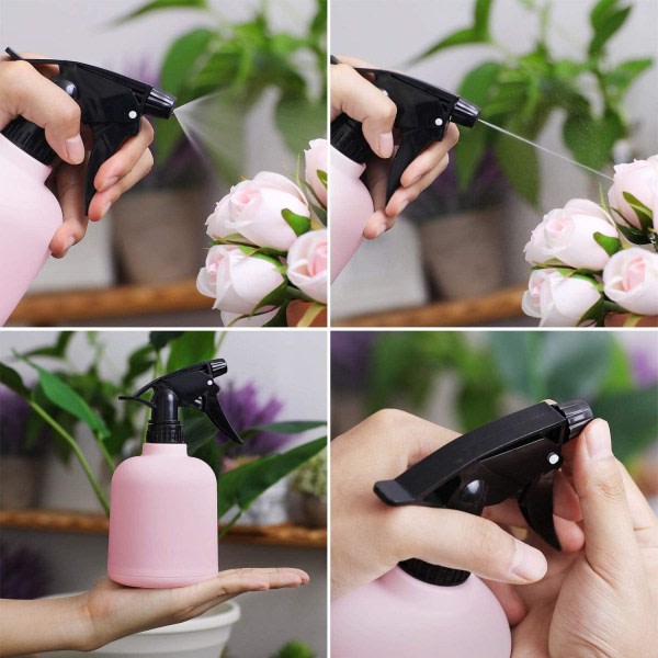 Blå plastblomspruta, 600 ml sprayflaska justerbar kapacitet för trädgård och hem, enkelpack, rosa