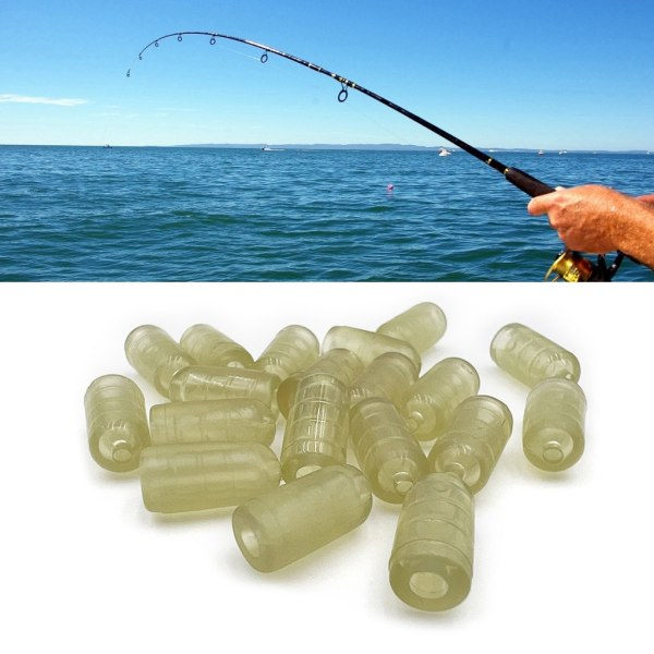 50 stk Bløde Plast Fiskeperler 12 mm Cylinderformet Flydende Fiske Rigging Perler Fiske Lokkeperler Fiskesnor Perler Brun