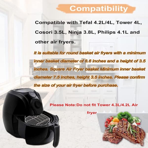 Airfryer stativ, airfryer tilbehør med 4 spyd