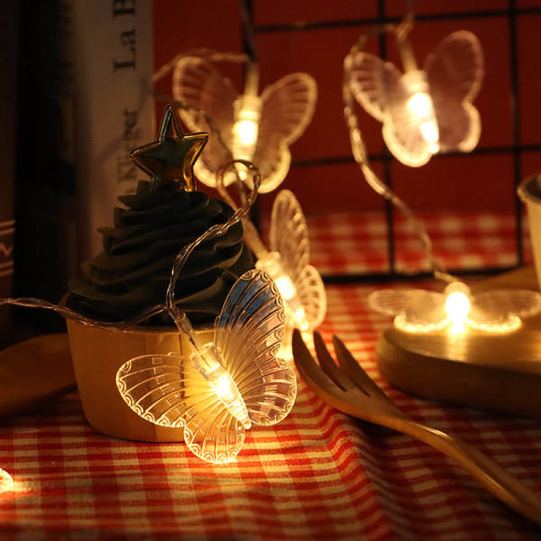 Fjärils LED-ljusslinga Batteri Bröllop Jul Dekoration