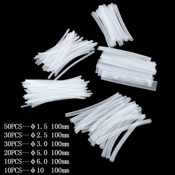 150 stk 100 mm 2:1 Krympeflex Polyolefin Transparent