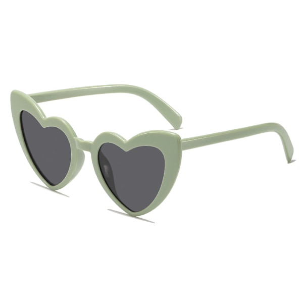 Hjerteformede solbriller til fester, stilige solbriller for menn og kvinner Green frame gray lens